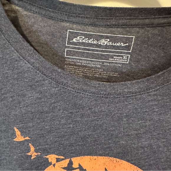 Eddie Bauer graphic tee heather blue goose and sun print XL - Picture 2 of 2